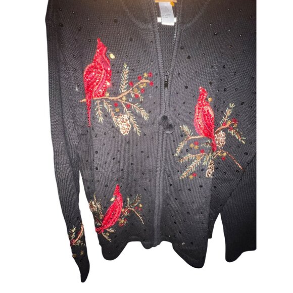 Heirloom Collectibles Cardinal Embroidered Zip-Up Sweater M - Picture 4 of 4